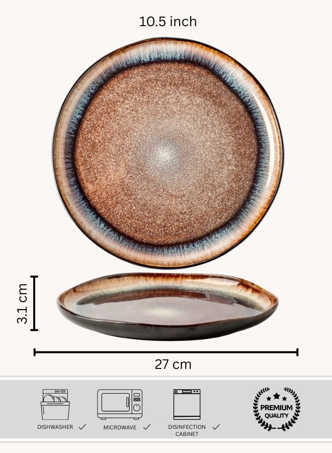 Clink Premium Ceramic Plate, Flame Glaze Round Dinner Plate, High Quality 10.5 inch Porcelain Dinner Plate, Perfect for Steak, Pasta, Salad, Main Courses, Plate for Home & Restaurants - Image 1