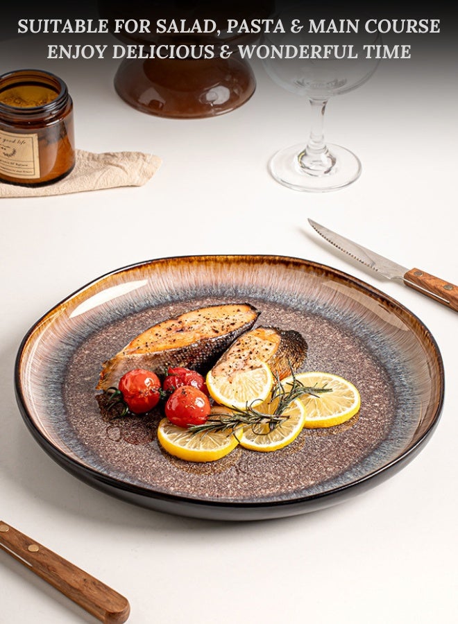 Clink Premium Ceramic Plate, Flame Glaze Round Dinner Plate, High Quality 10.5 inch Porcelain Dinner Plate, Perfect for Steak, Pasta, Salad, Main Courses, Plate for Home & Restaurants - Image 3
