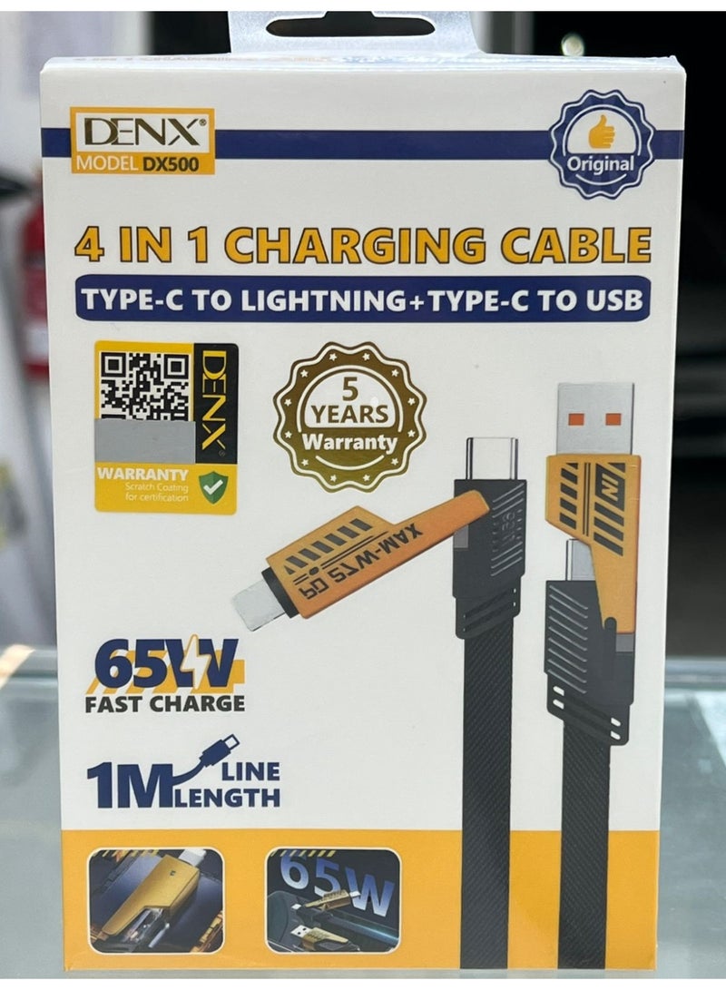 Denx DENX 4 in 1 Charging Cable Type-C to Lightning + Type-C to USB