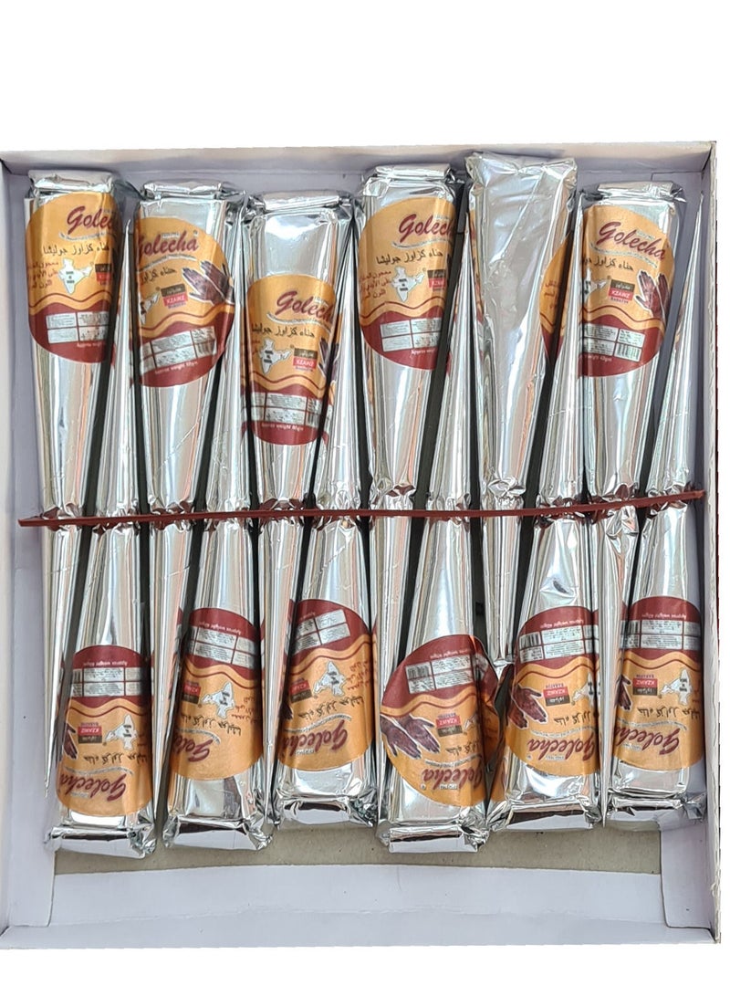 Golecha Cone Henna Box Paste 12 Pieces Dark Brown - Image 1