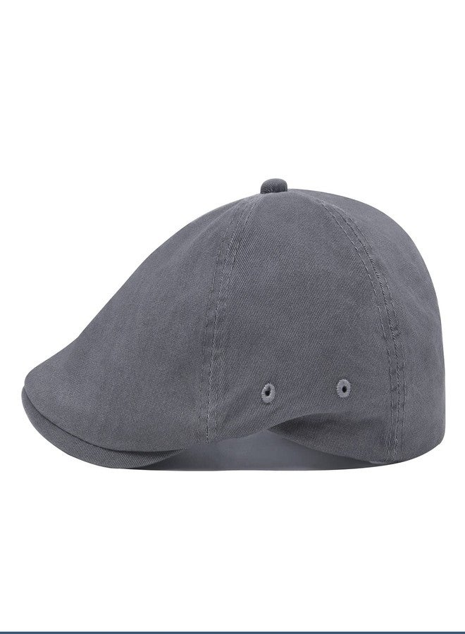 VOBOOM Cotton Washing Flat Cap Cabbie Hat Gatsby Ivy Irish Hunting Newsboy (Dark Grey) - Image 3