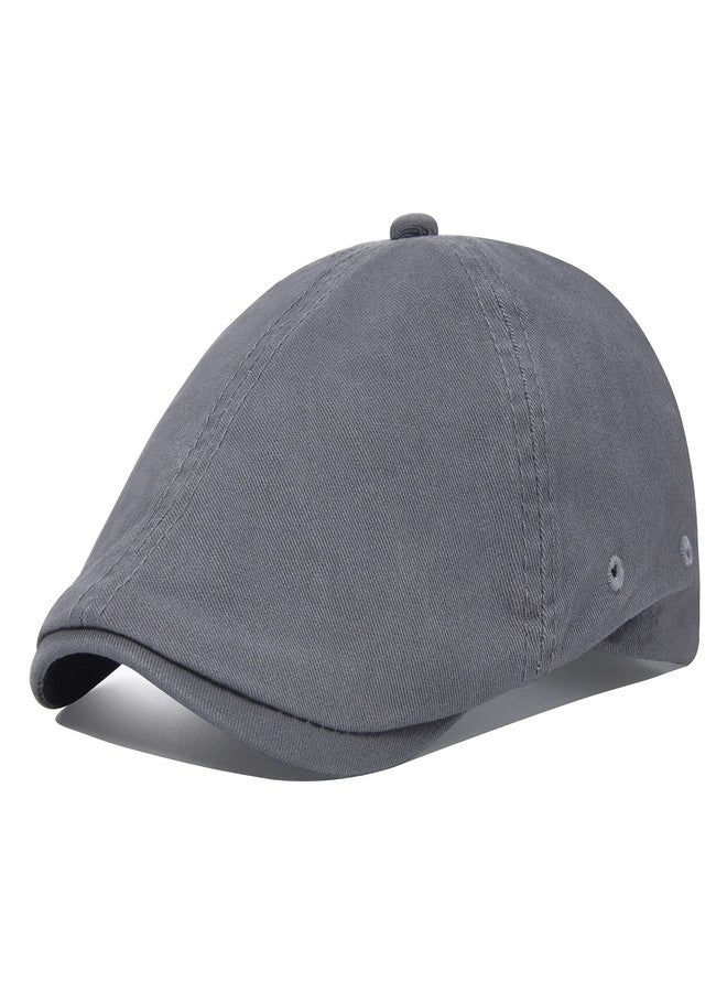 VOBOOM Cotton Washing Flat Cap Cabbie Hat Gatsby Ivy Irish Hunting Newsboy (Dark Grey) - Image 1