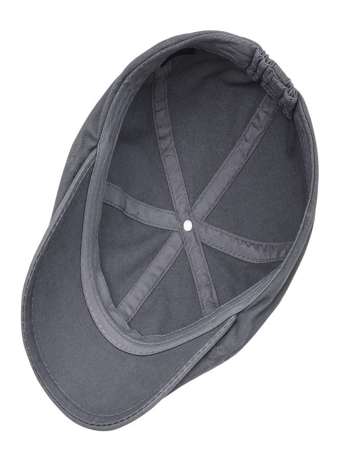 VOBOOM Cotton Washing Flat Cap Cabbie Hat Gatsby Ivy Irish Hunting Newsboy (Dark Grey) - Image 5