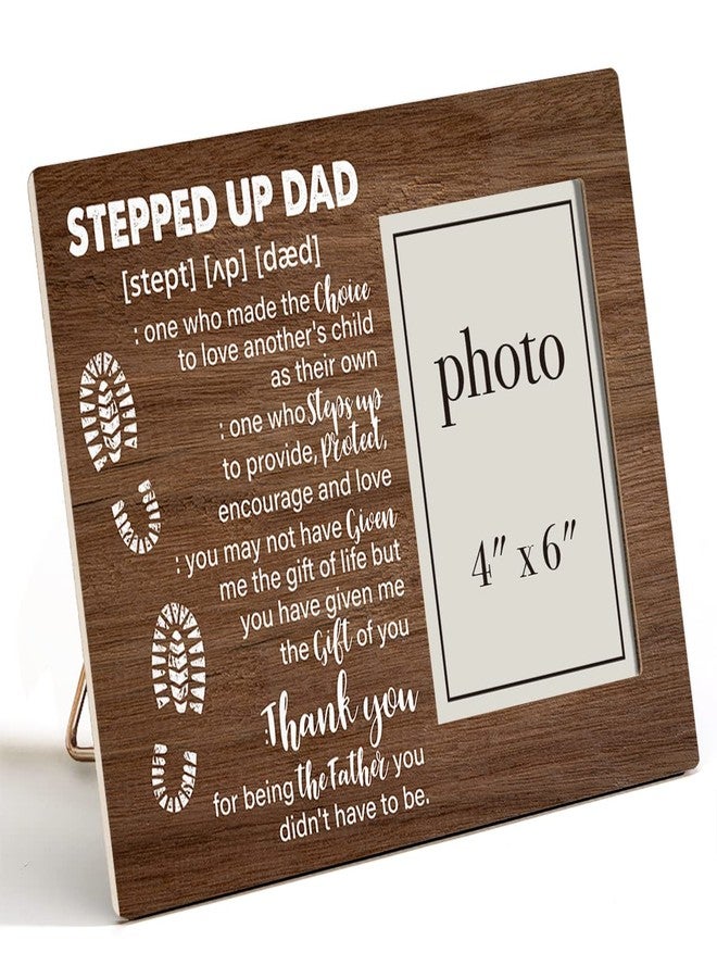 Zauly Bonus Dad Gift Wooden Picture Frame for Stepdad Stepfather, Stepped up Dad Wood Photo Frame Gifts for Father's Day Birthday Christmas Wedding, Tabletop and Wall Mounting, 4x6 Inch Photo - Image 1