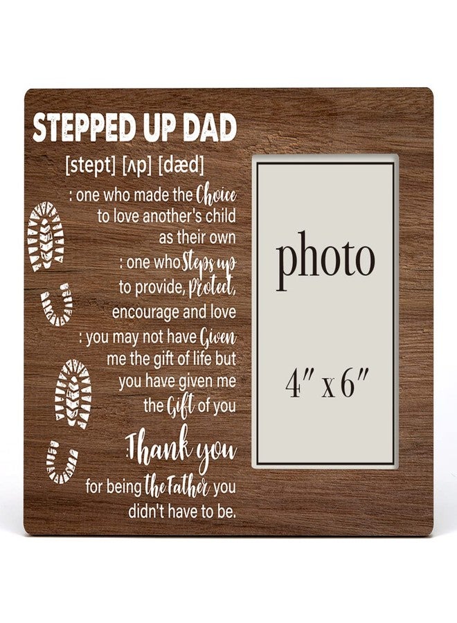 Zauly Bonus Dad Gift Wooden Picture Frame for Stepdad Stepfather, Stepped up Dad Wood Photo Frame Gifts for Father's Day Birthday Christmas Wedding, Tabletop and Wall Mounting, 4x6 Inch Photo - Image 2