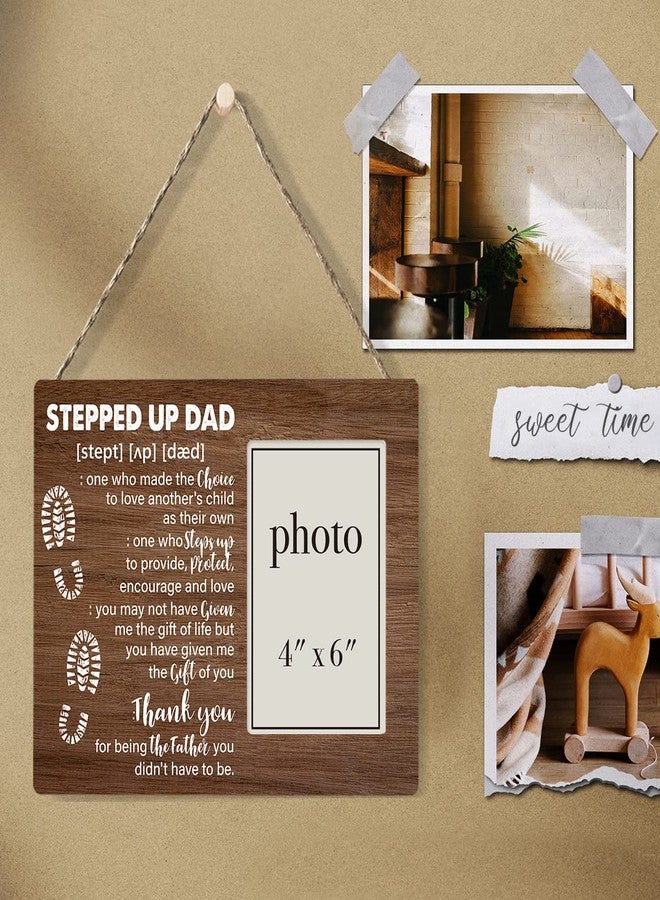 Zauly Bonus Dad Gift Wooden Picture Frame for Stepdad Stepfather, Stepped up Dad Wood Photo Frame Gifts for Father's Day Birthday Christmas Wedding, Tabletop and Wall Mounting, 4x6 Inch Photo - Image 5