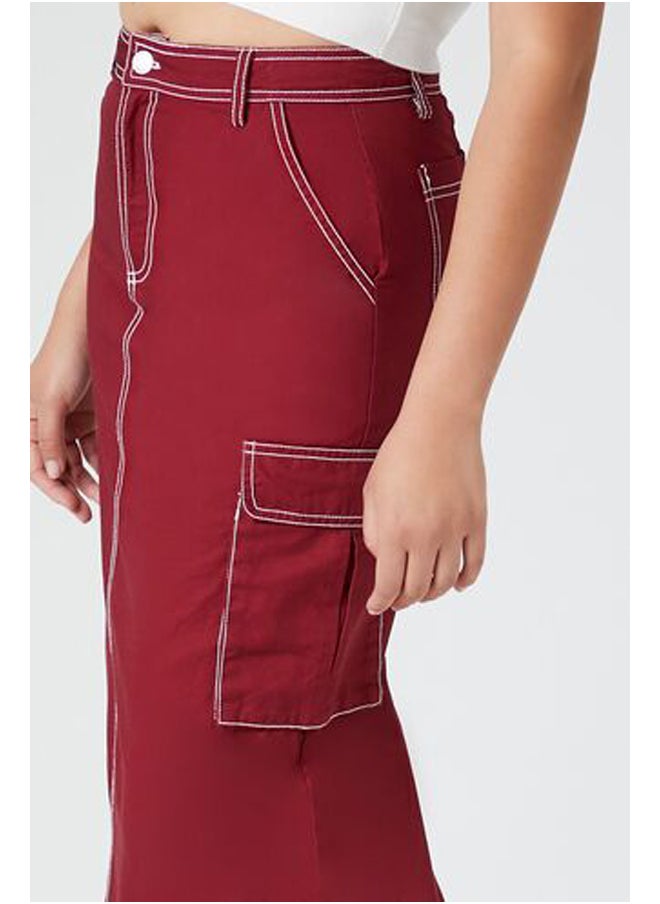 FOREVER 21 تنورة كارجو متوسطة الطول من التويل  - Image 5