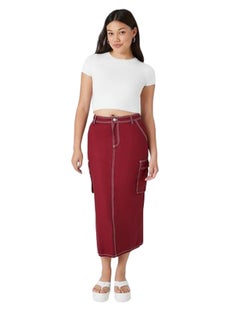 FOREVER 21 Twill Cargo Midi Skirt  - Image 1