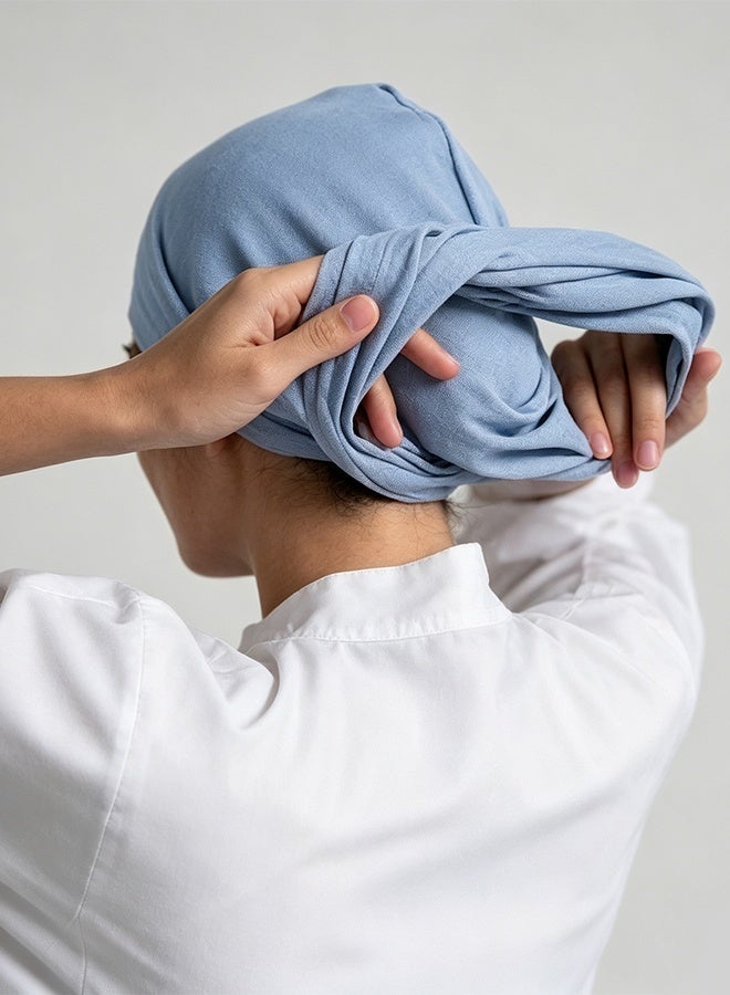 كانجلي 1 قطعة حجاب نسائي بلون واحد، أنماط قابلة للتعديل، عمامة بعصابة رأس مطاطية، قماش قطن ناعم وقابل للتنفس، مريح للارتداء اليومي - Image 3