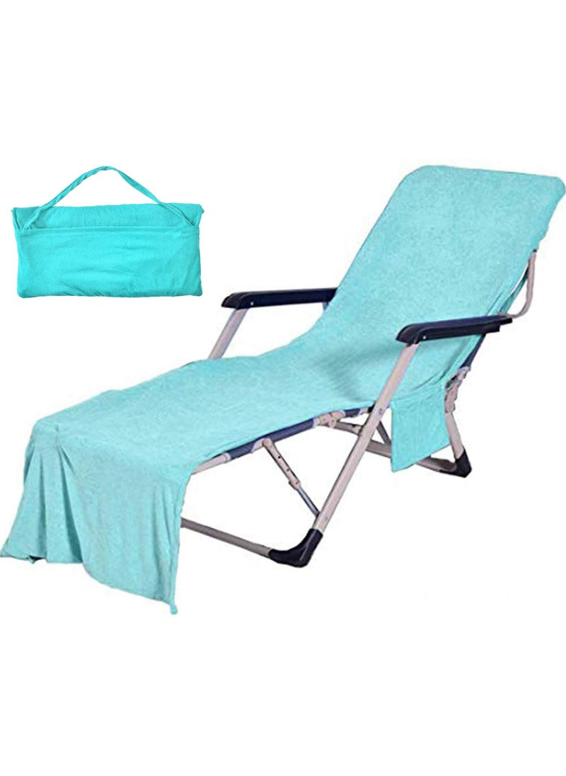 VOCOOL VOCOOL Chaise Lounge Pool Chair Cover Beach Towel Fitted Elastic Pocket Wont Slide Lakeblue 
