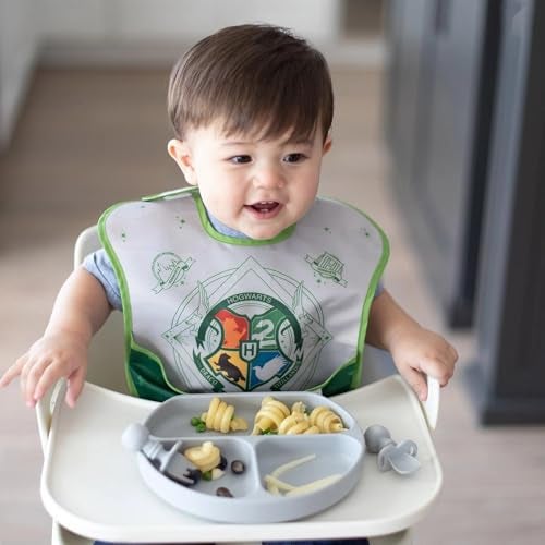 Bumkins Bibs for Girl or Boy, SuperBib Baby and Toddler for 6-24 Months, Essential Must Have for Eating, Feeding, Baby Led Weaning, Mess Saving Waterproof Soft Fabric, 3-pk Harry Potter Slytherin - Image 3