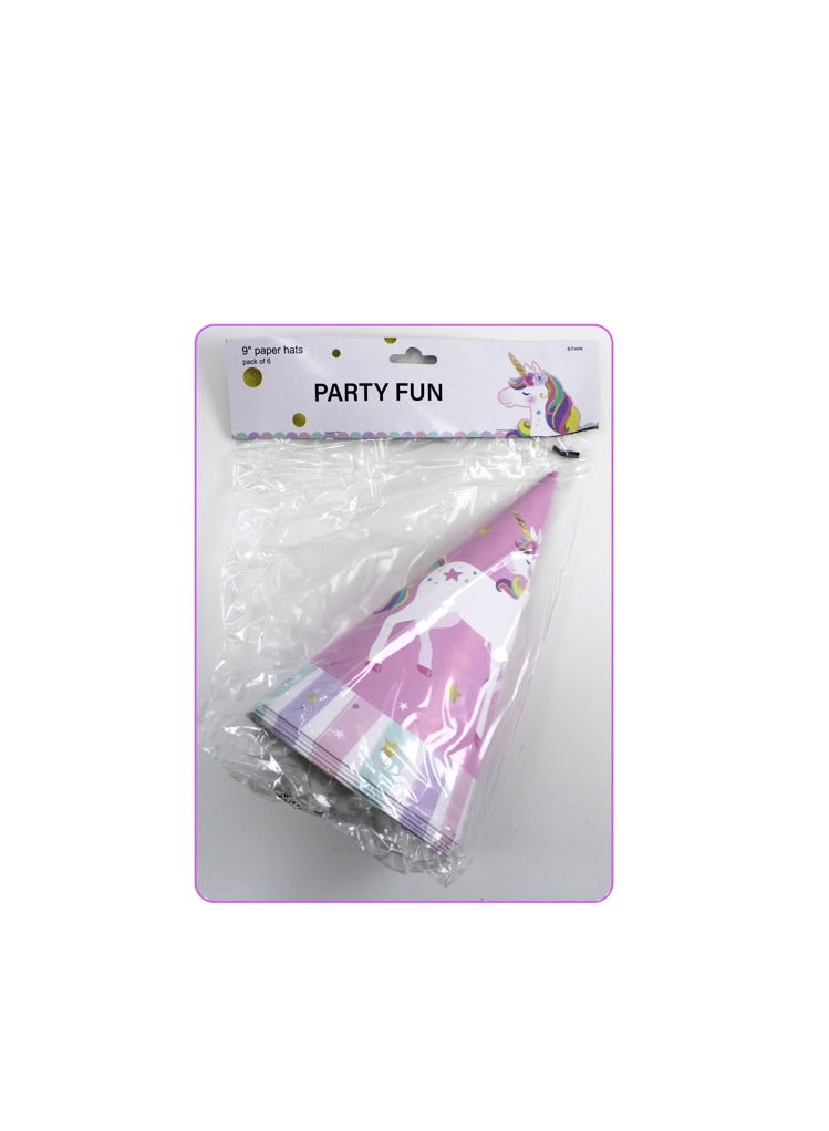 PARTY FUN Unicorn Paper Hats - Enchanting 9-Inch Headwear for Magical Celebrations 6pcs  - Image 2