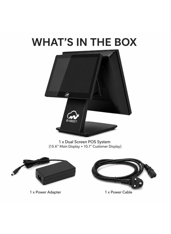 BASEET Dual Screen All-in-One POS System Core i5 6th Gen Baseet 15.6 Inch + 10.1 Inch | 8GB RAM | 128GB SSD | WiFi Bluetooth | LAN Ethernet | 5 USB Ports - Image 5