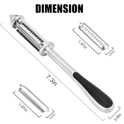 TAZLYN Kitchen use Peeler for Vegetables and Fruits Kitchen Tools 3 in 1 Multifunctional Vegetables Julienne Peeler for Salad Preparation, Durable Vegetable Tools Peeler(Silver/Black) (Pack of 1) - Image 2