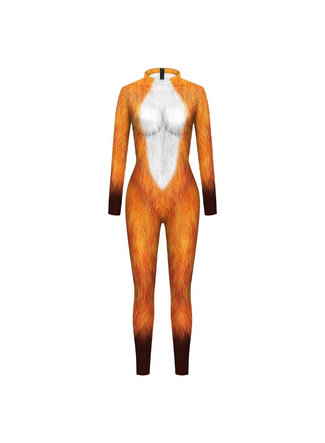 NIBEMINENT New Halloween men's and women's couple set, animal tiger skin cosplay leopard print digital print one-piece suit - Image 1