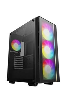 DEEPCOOL كيس ألعاب ميد-تاور أسود ديب كول ماتريكس 55 V4 مع 3×140مم مروحات أمامية و 1×120مم مروحة ARGB PWM مثبتة مسبقًا 