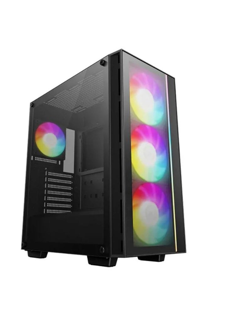 DEEPCOOL - كيس ألعاب ميد-تاور أسود ديب كول ماتريكس 55 V4 مع 3×140مم مروحات أمامية و 1×120مم مروحة ARGB PWM مثبتة مسبقًا - Image 1
