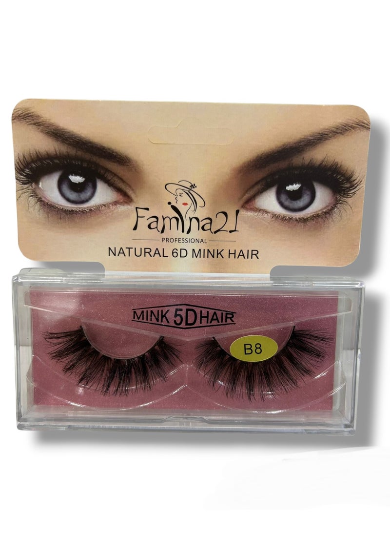 FAMINA21 Famina21 Natural 6D/5D Mink Hair Eyelashes - Set of 30 Models (B8) 