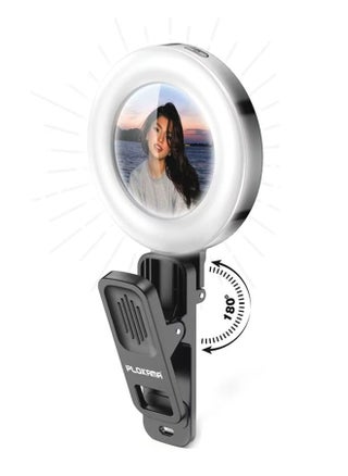 Plokama U20 Mini ring light with a 180° rotating flexible clip and professional lighting with 6 brightness levels - Black - pzsku/Z0945A46EAE503CE9154DZ/45/1749648020/84bacfb7-6240-4a68-9f7e-032936e69c4c