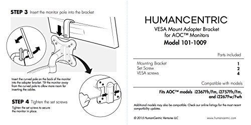 HumanCentric VESA Mount Adapter Bracket Compatible with AOC i2367Fh/Fm/F, i2757Fh/Fm, i2067f, and i2267Fw/Fwh - Image 3
