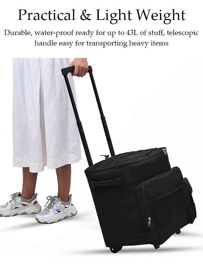 DUNISO Trolley Cooler Food Bag, Portable Hand Boot Cart Trunk, Insulated Rolling Thermal Beverage with Foldable Wheels Roller for Outdoor BBQ Beach, Camping, Picnics, Grocery Shopping - Image 4