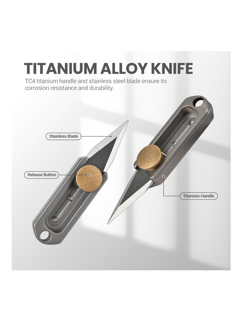 Compact Titanium Keychain Pocket Knife - EDC Utility Blade for Men | Small Size, Ultra Lightweight, Perfect Gadget Gift Men, Dad, Everyday Carry - Image 2
