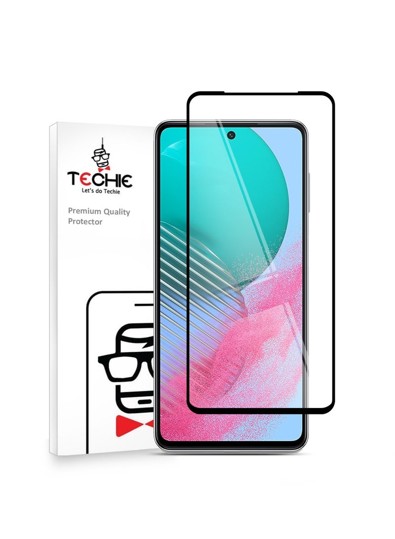 Techie واقي شاشة Techie 5D Full Cover 9H Hardness HD من الزجاج المقوى لهاتف Samsung Galaxy M54 - تقنية مضادة للخدش ومضادة لبصمات الأصابع وخالية من الفقاعات - Image 1