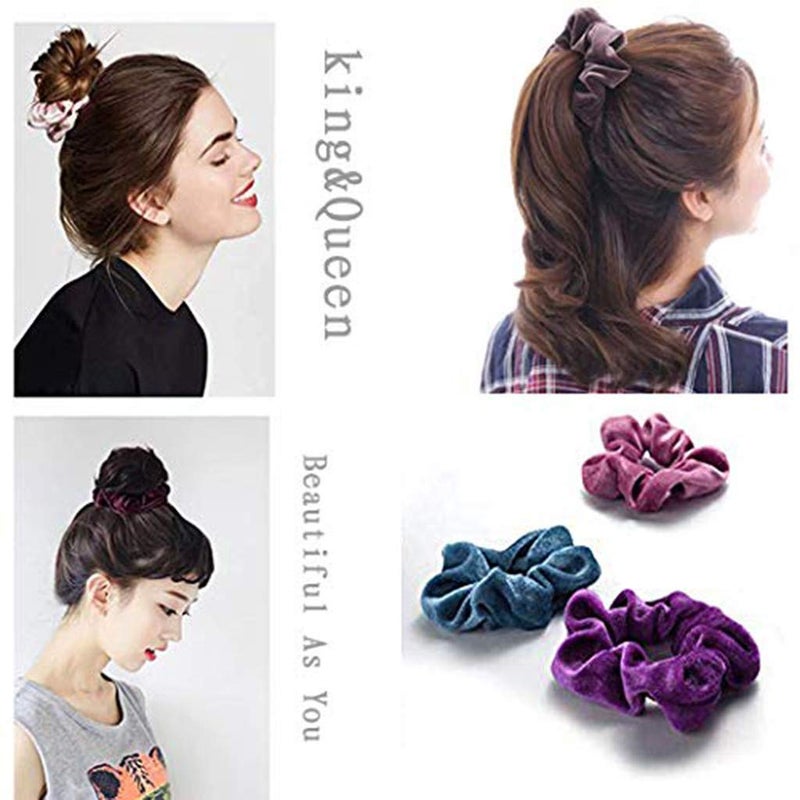 Belicia Hair Scrunchies Velvet Elastic 24 Pcs Hair Bands Scrunchy Hair Ties Ropes Scrunchie for Women or Girls Hair Accessories 24 PCS Velvet Hair Scrunchies - Image 2