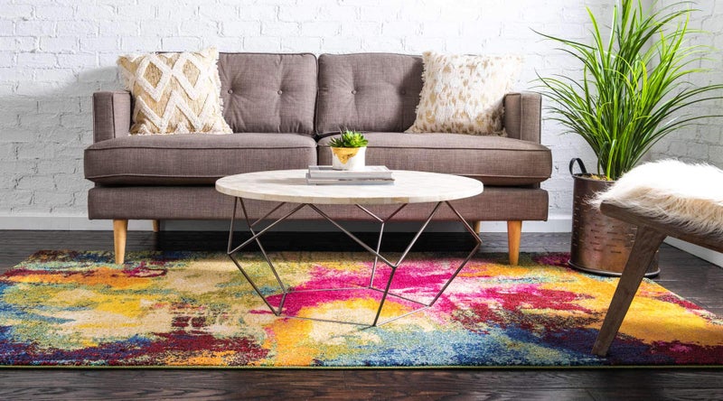 Unique Loom Estrella Collection Colorful, Abstract, Watercolor, Modern, Eclectic Area Rug (3' 3 x 5' 3 Rectangular, Multi/Beige) - Image 3