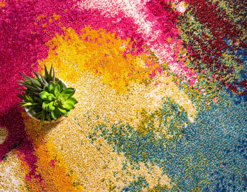 Unique Loom Estrella Collection Colorful, Abstract, Watercolor, Modern, Eclectic Area Rug (3' 3 x 5' 3 Rectangular, Multi/Beige) - Image 5