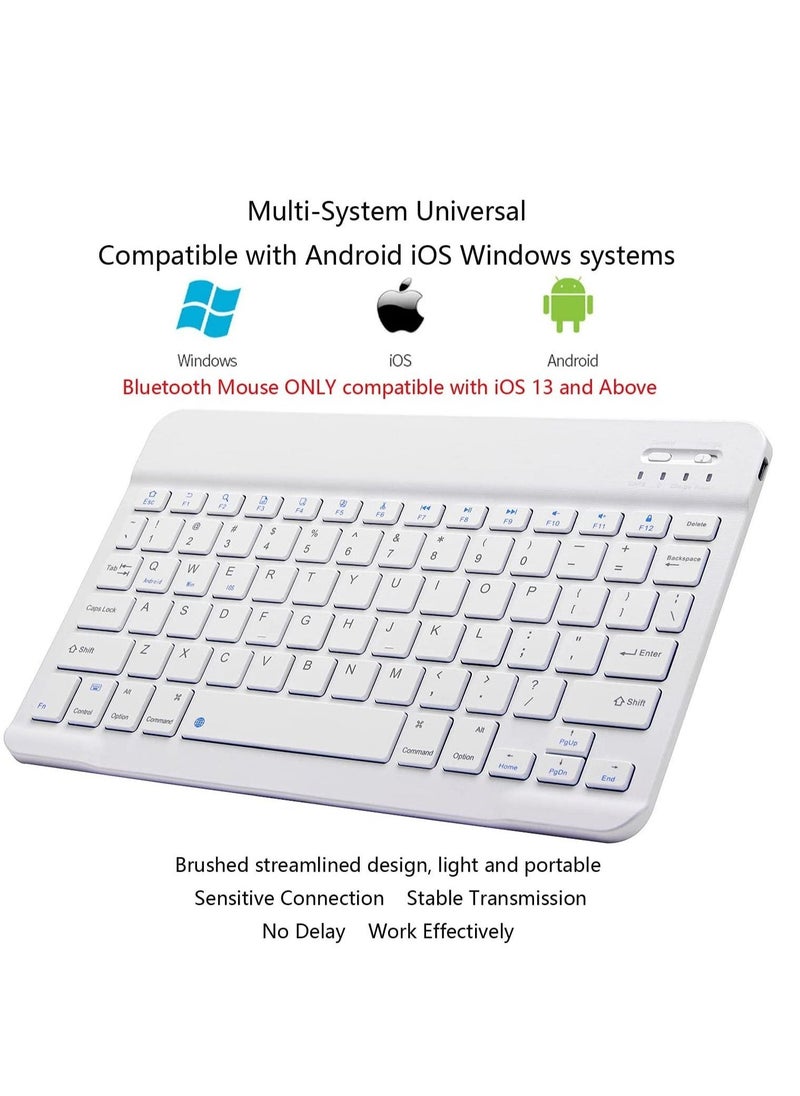 Ultra-Slim Bluetooth Keyboard and Mouse Combo Rechargeable Portable Wireless Keyboard Mouse Set for Apple iPad iPhone iOS 13 and Above Samsung Tablet Phone Smartphone Android Windows (White) - Image 3