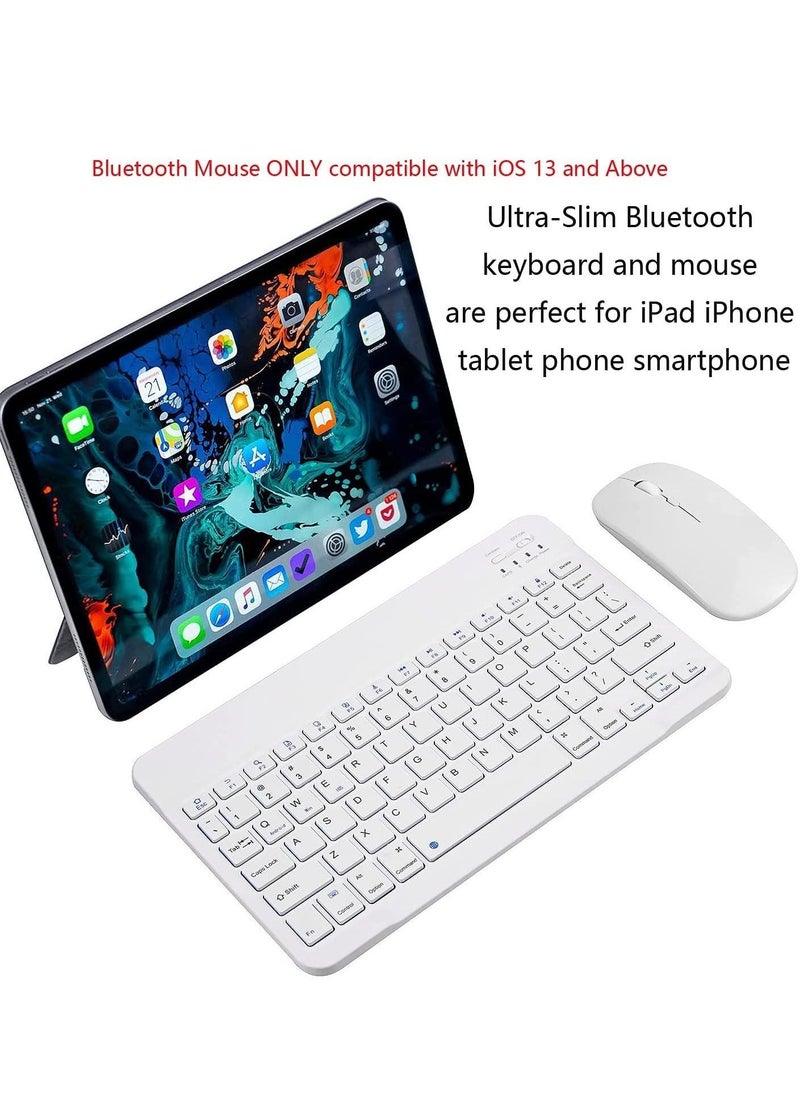 Ultra-Slim Bluetooth Keyboard and Mouse Combo Rechargeable Portable Wireless Keyboard Mouse Set for Apple iPad iPhone iOS 13 and Above Samsung Tablet Phone Smartphone Android Windows (White) - Image 2