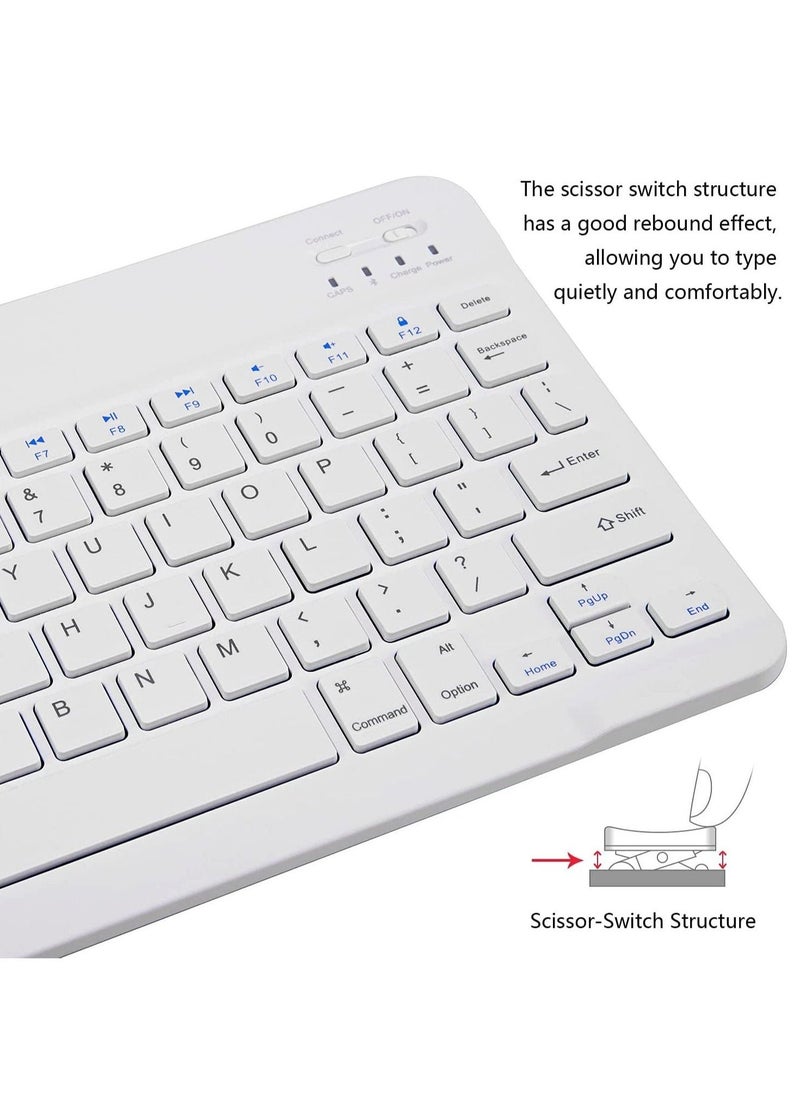 Ultra-Slim Bluetooth Keyboard and Mouse Combo Rechargeable Portable Wireless Keyboard Mouse Set for Apple iPad iPhone iOS 13 and Above Samsung Tablet Phone Smartphone Android Windows (White) - Image 4