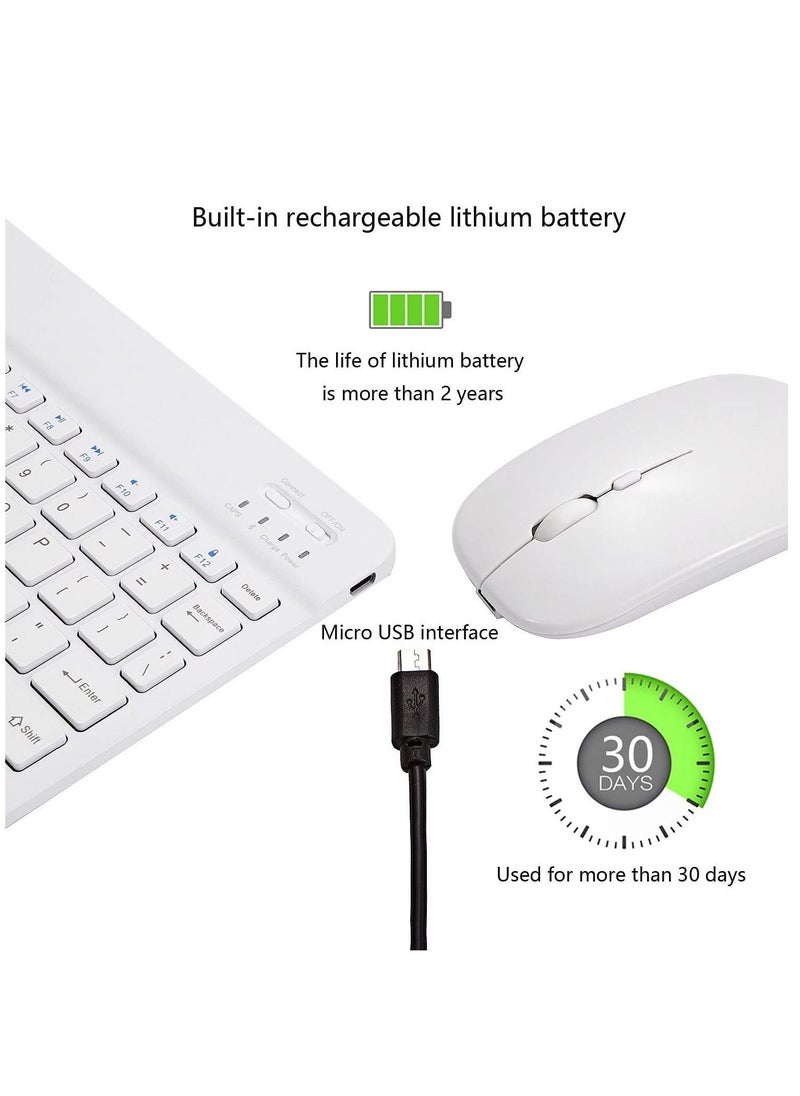 Ultra-Slim Bluetooth Keyboard and Mouse Combo Rechargeable Portable Wireless Keyboard Mouse Set for Apple iPad iPhone iOS 13 and Above Samsung Tablet Phone Smartphone Android Windows (White) - Image 5