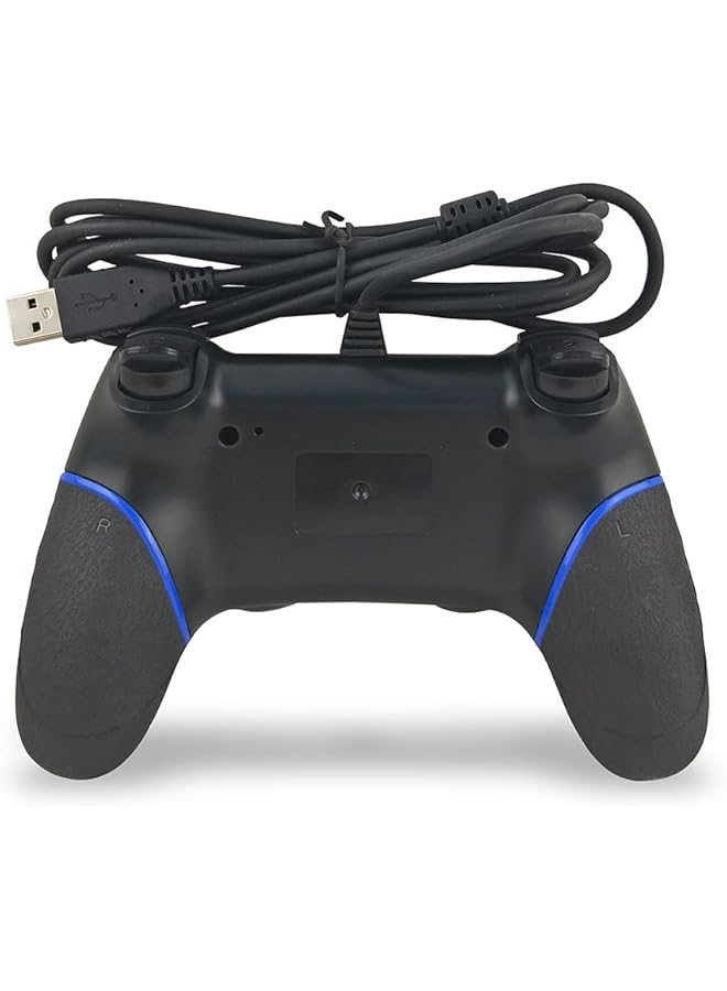 وحدة تحكم سلكية للألعاب لجهاز بلاي ستيشن 4 مع عصا تحكم اهتزازية لأجهزة بلاي ستيشن 4/بلاي ستيشن 4 سليم/بلاي ستيشن 4 برو والكمبيوتر الشخصي (أسود وأزرق) - Image 3