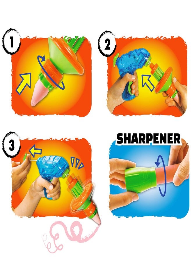 Lanard Chalkie: Chalk Top - Spinning Chalk Scribbler, Rip Cord Launcher, 2 Sticks & Sharpener, Draws Crazy Patterns, Outdoor Art Play Toy, Kids Age 3+ - Image 3