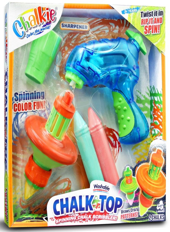 Lanard Chalkie: Chalk Top - Spinning Chalk Scribbler, Rip Cord Launcher, 2 Sticks & Sharpener, Draws Crazy Patterns, Outdoor Art Play Toy, Kids Age 3+ - Image 1