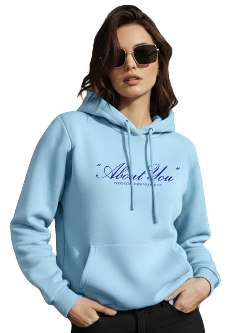 JUNEBERRY® Polycotton Spun Regular Fit Hooded Sweatshirt Full Sleeves Front Chest Graphic Placement Printed Jumper Hoodie for Women | JB_W02_SP_ABT_PB_XXL - Image 1