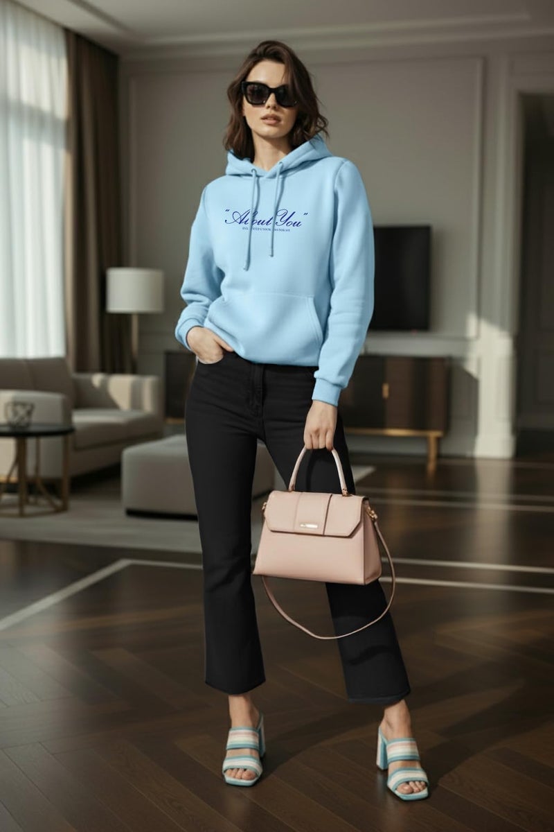 JUNEBERRY® Polycotton Spun Regular Fit Hooded Sweatshirt Full Sleeves Front Chest Graphic Placement Printed Jumper Hoodie for Women | JB_W02_SP_ABT_PB_XXL - Image 4