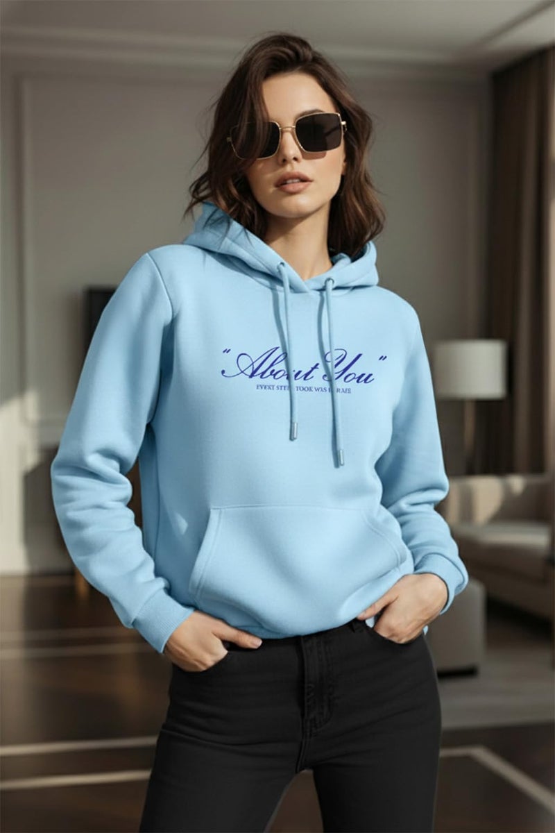 JUNEBERRY® Polycotton Spun Regular Fit Hooded Sweatshirt Full Sleeves Front Chest Graphic Placement Printed Jumper Hoodie for Women | JB_W02_SP_ABT_PB_XXL - Image 2