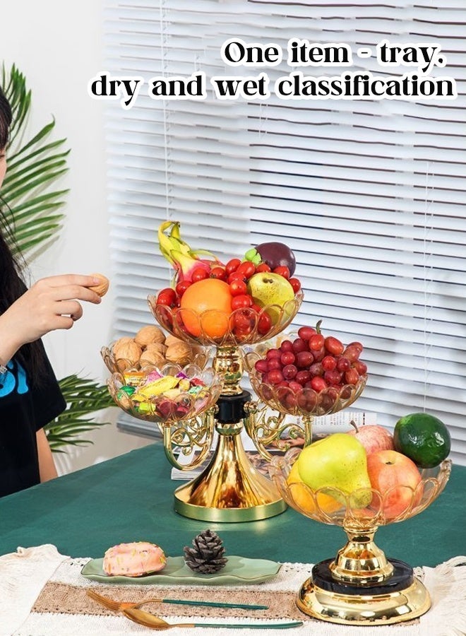 Multi-layer rotating high-end crystal fruit plate Rotating Snack Serving Tray Dried Fruit Plate with 5 Bowl Modern Flower Snack Dessert Plate for Cafe Party Home Table Hotel - Image 1