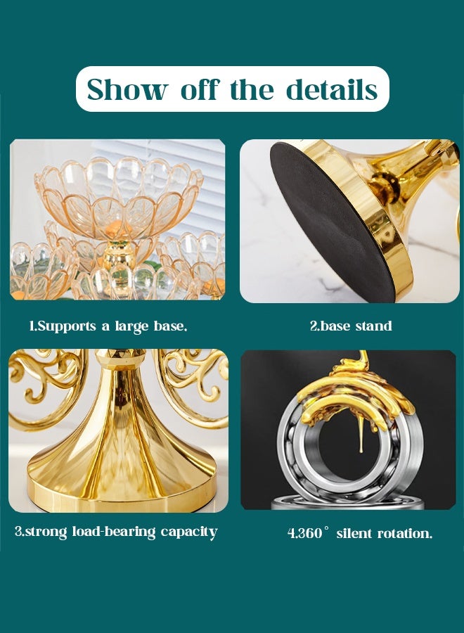 Multi-layer rotating high-end crystal fruit plate Rotating Snack Serving Tray Dried Fruit Plate with 5 Bowl Modern Flower Snack Dessert Plate for Cafe Party Home Table Hotel - Image 3
