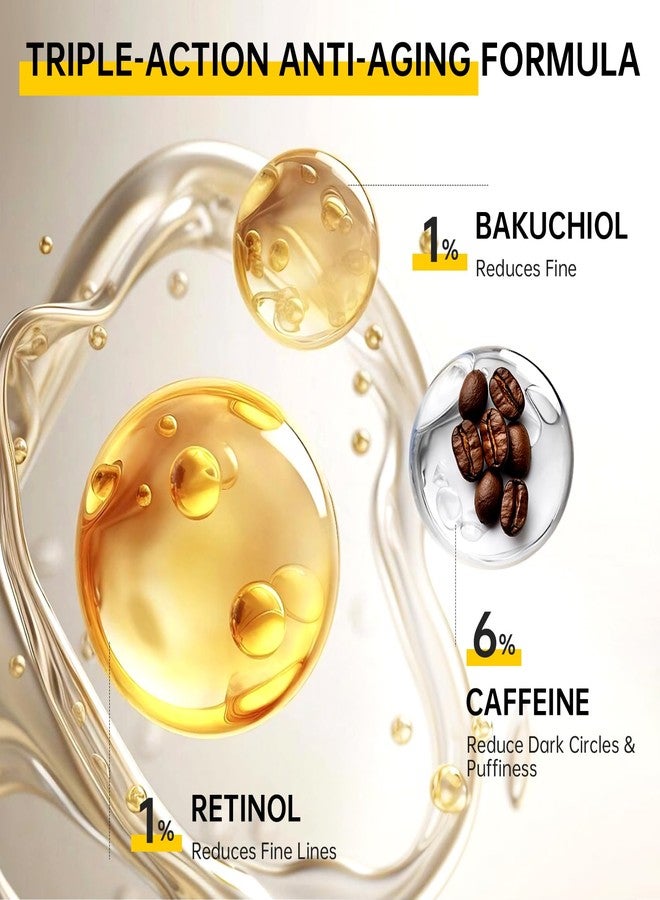 VGO Retinol Eye Cream, Anti-Aging Eye Cream for Dark Circles & Puffiness with 1% Retinol, 1% Bakuchiol & 6% Caffeine to Reduce Wrinkles, Fine Lines, De-puff and Eye Bags, 0.52 oz/15g, Made in USA - Image 2