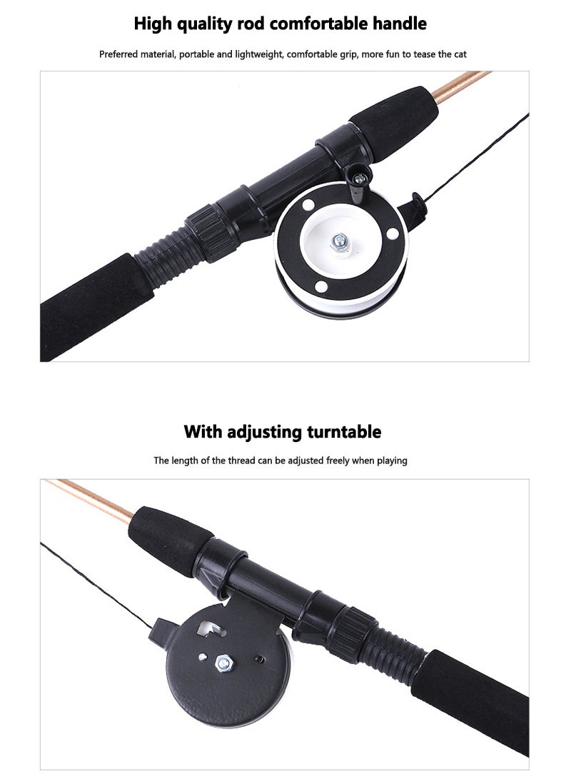 اثنين من تلسكوبي الصيد رود القط دعابة ريشة استبدال رئيس القط لعبة الصيد قضيب القط دعابة - Image 3