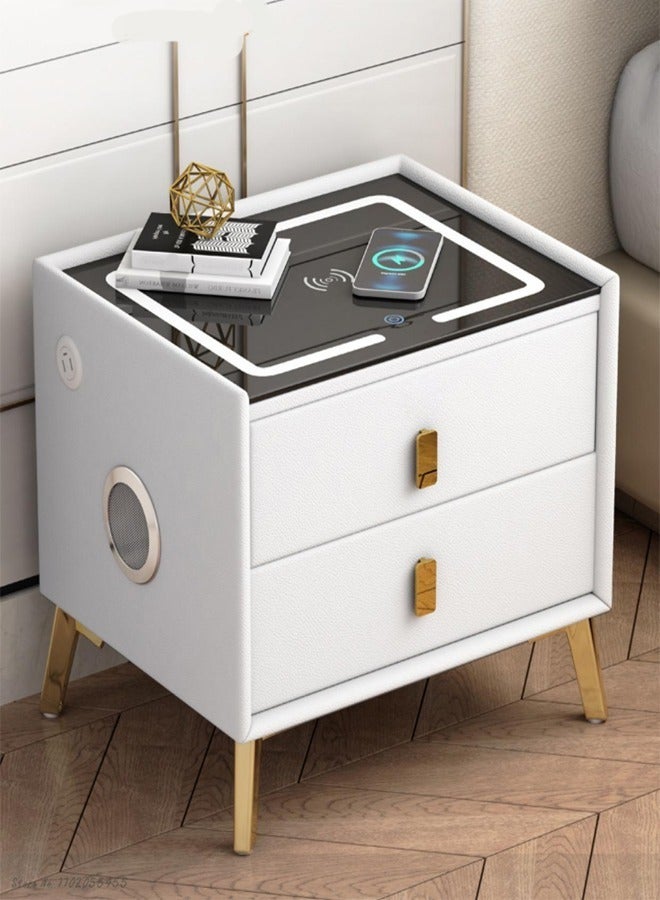 C&C Home Multifunction Smart Wireless Charging Nightstand Intelligent Design Light and Bluetooth Audio Speaker Features Side Table Coffee Table with Storage Drawers for Bedroom Living Room 40x45x50 cm - Image 1