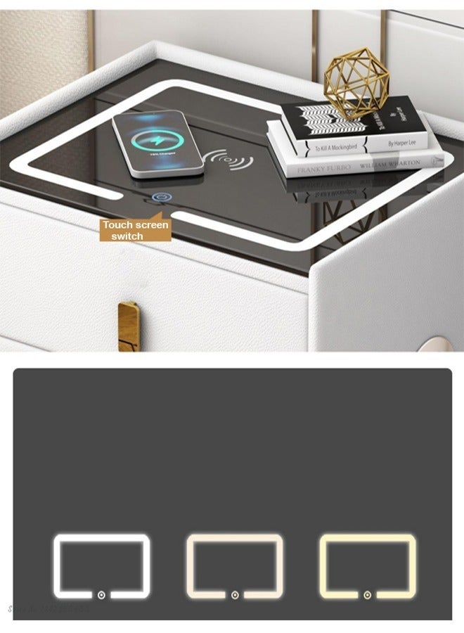 C&C Home Multifunction Smart Wireless Charging Nightstand Intelligent Design Light and Bluetooth Audio Speaker Features Side Table Coffee Table with Storage Drawers for Bedroom Living Room 40x45x50 cm - Image 3