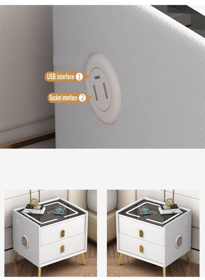 C&C Home Multifunction Smart Wireless Charging Nightstand Intelligent Design Light and Bluetooth Audio Speaker Features Side Table Coffee Table with Storage Drawers for Bedroom Living Room 40x45x50 cm - Image 4