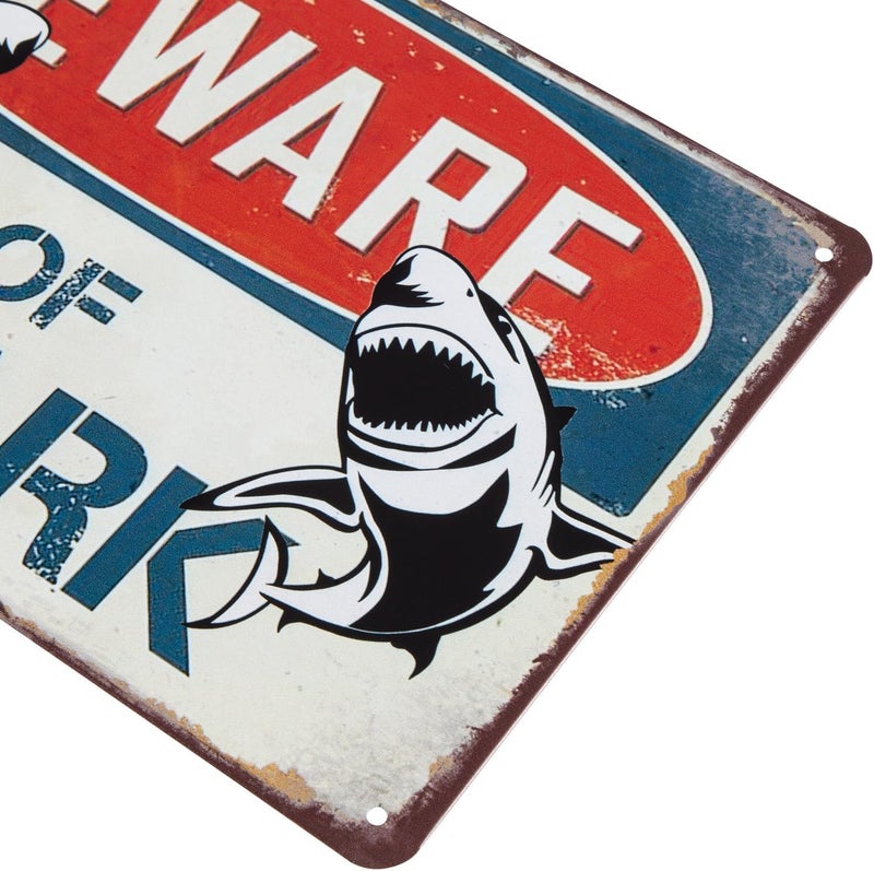 ERLOOD Beware Of Shark Beach Closed Due to Sighting Vintage Tin Signs Retro Metal Wall Poster Decorative Tin Sign 8 x 12 - Image 3