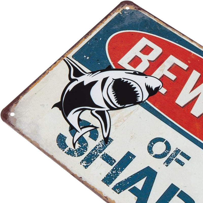 ERLOOD Beware Of Shark Beach Closed Due to Sighting Vintage Tin Signs Retro Metal Wall Poster Decorative Tin Sign 8 x 12 - Image 2