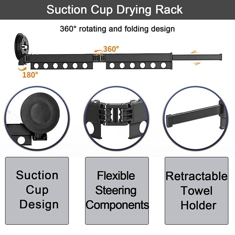 MIXEN Wall Mounted Clothes Rack Folding Retractable Collapsible Drying Rack Clothing Clothes Drying Rack Indoor Metal Hanging Drying Rack Space Saver for Laundry Bathroom Balcony Color Black - Image 3